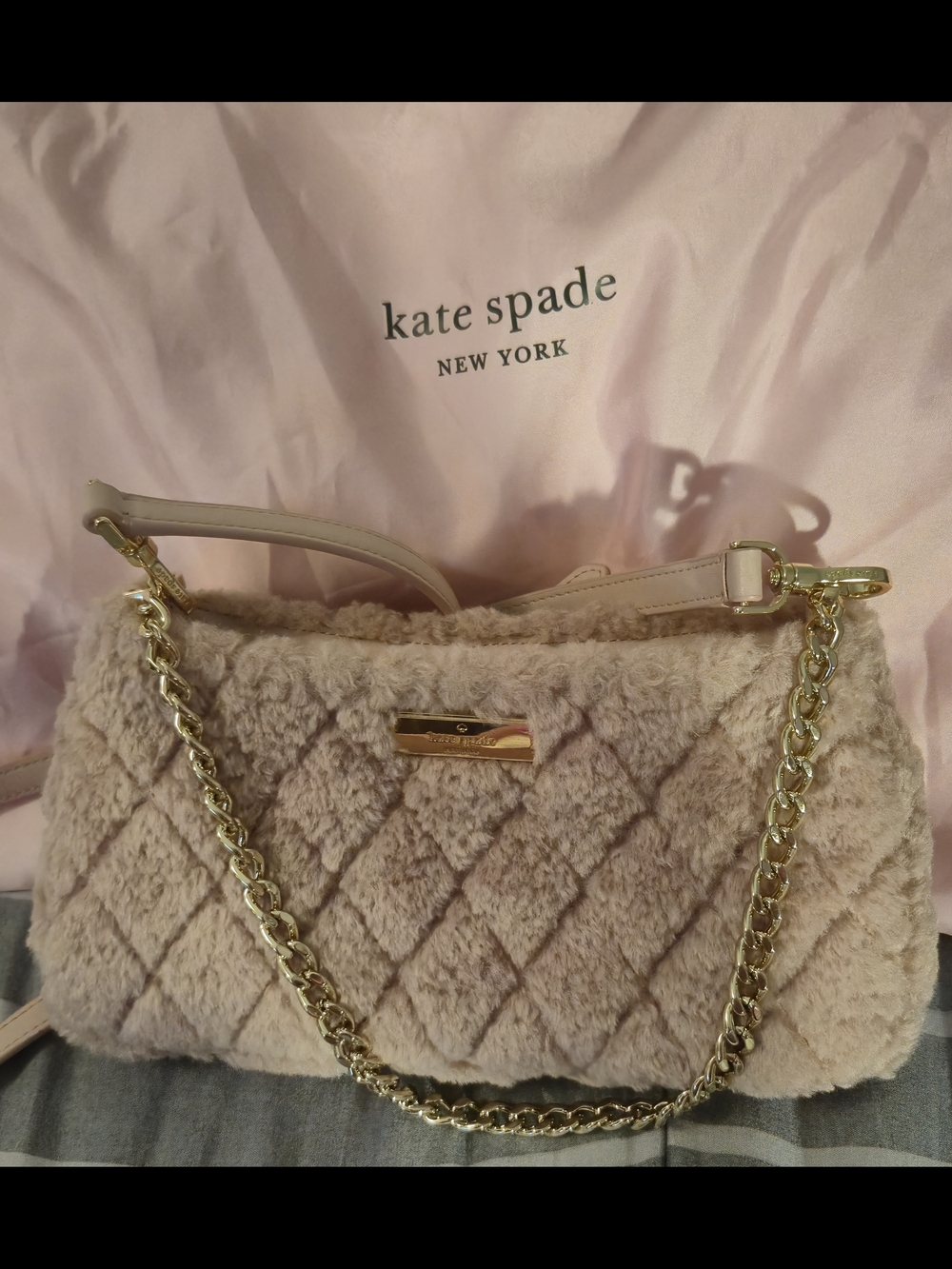 Kate Spade Carey Faux Fur Small Convertible Crossbody – Rose Smoke